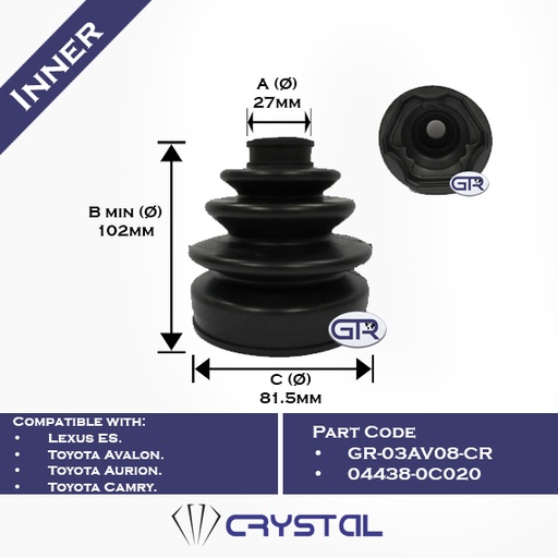 [Axle Cover (SBR) AV08] CV boot GR-03AV08-CR